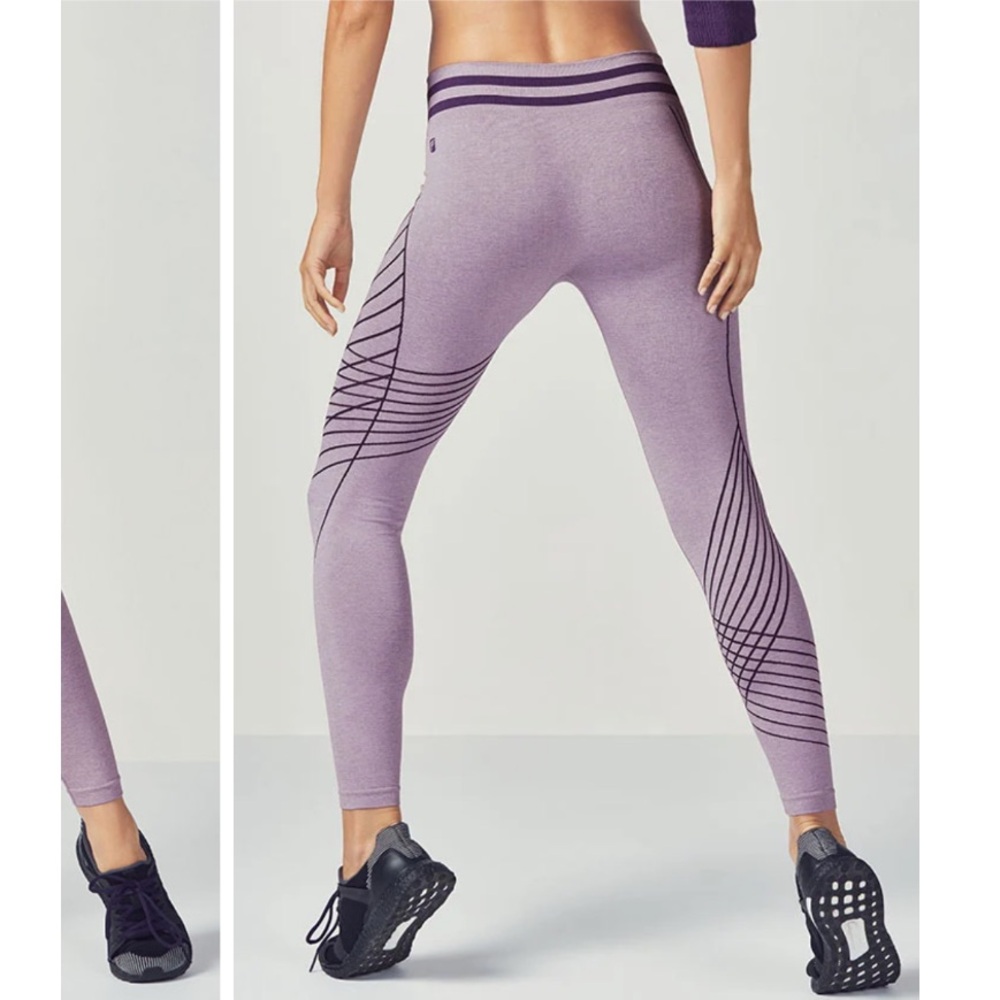 Fabletics Seamless Printed Ananda Purple Tights S… - image 2